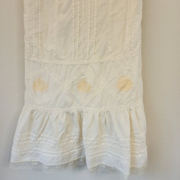 Vtg 90s Baby Doll Mini Tank Dress Lace Pleats Embroidered Women P/S Y2K Wimsy - Picture 5 of 13